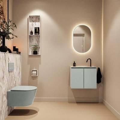 MONDIAZ TURE-DLUX 60cm toiletmeubel Greey. EDEN wastafel Glace positie midden. Met 1 kraangat.