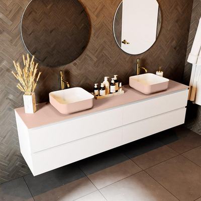 Mondiaz TOP 46 Topblad - 200x46x0.9cm - geschikt voor afdekplaat - Solid surface - Rosee