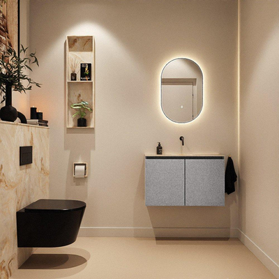 MONDIAZ TURE-DLUX 80cm toiletmeubel Plata. EDEN wastafel Frappe positie midden. Zonder kraangat.