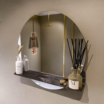 Mondiaz SPOT Badkamerspiegel - rond 70cm - spiegelplanchet - kleur Lava