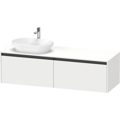 Duravit Ketho 2 wastafelonderbouwkast incl. consoleplaat met 2 laden voor waskom links 160x55x45.9cm met handgrepen antraciet wit mat