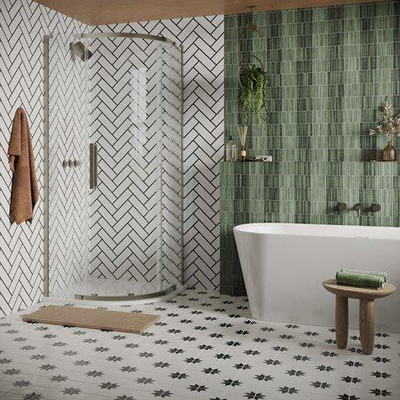 Crosswater Asura Kwartronde Douchedeur - 8mm - 80x80cm - geborsteld RVS