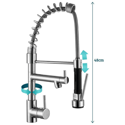 Nemo Go Cuisina II keukenkraan - 48cm - draaibare & uittrekbare uitloop - waterbesparend - chroom