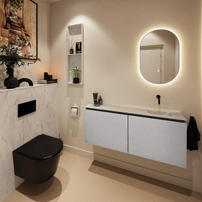 MONDIAZ TURE-DLUX 120cm toiletmeubel Plata. EDEN wastafel Opalo positie rechts. Zonder kraangat.