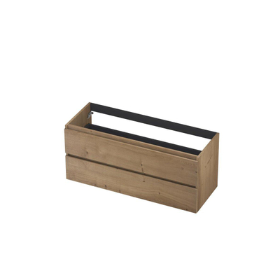 INK Fineer Wastafelonderkast - 120x45x52cm - 2 lades - greeploos - houten keerlijst - MDF Fineer Ash grey