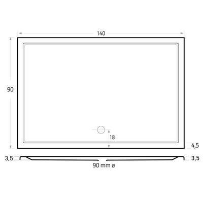 Xenz Mariana douchebak 140x90x4cm rechthoek Acryl Cement