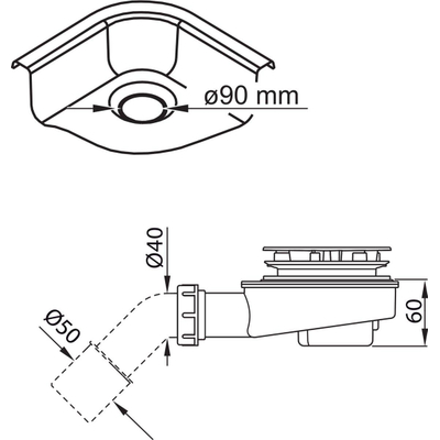 Haceka douchebakafvoer - 90mm - Afvoer 40 en 50mm - Wit