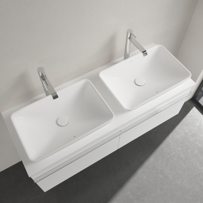 Villeroy & Boch Venticello semi inbouw- opzetwastafel zonder kraangat 55x36cm met overloop Ceramic+ stone white