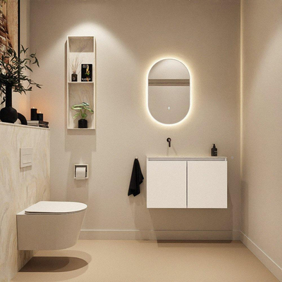 MONDIAZ TURE-DLUX 80cm toiletmeubel Talc. EDEN wastafel Ostra positie links. Zonder kraangat.