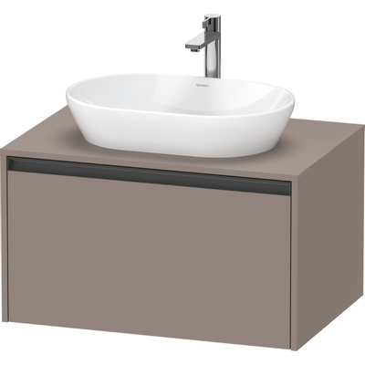 Duravit Ketho 2 wastafelonderbouwkast incl. consoleplaat met 1 lade 80x55x45.9cm met handgreep antraciet basalt mat