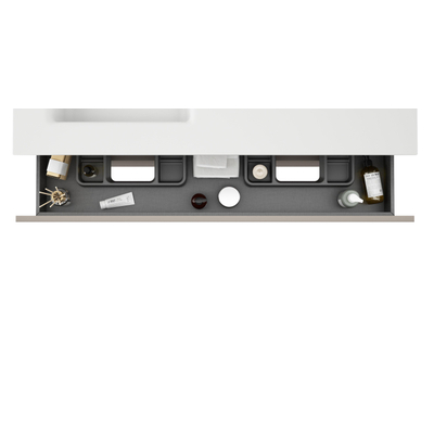 Adema Chaci Badkamermeubelset - 120x46x57cm - 2 ovale keramische wasbakken wit - 2 kraangaten - 2 lades - Spiegelkast - mat cotton (beige)