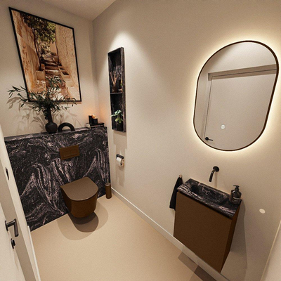 MONDIAZ TURE-DLUX 40cm toiletmeubel Rust. EDEN wastafel Lava positie midden. Zonder kraangat.