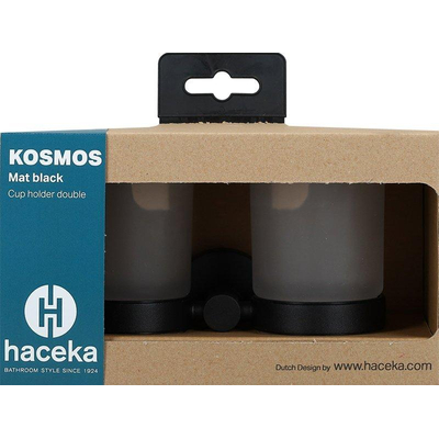 Haceka Kosmos Dubbele Bekerhouder - glas - mat zwart