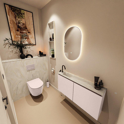 MONDIAZ TURE-DLUX 100cm toiletmeubel Rosee. EDEN wastafel Ostra positie links. Met 1 kraangat.