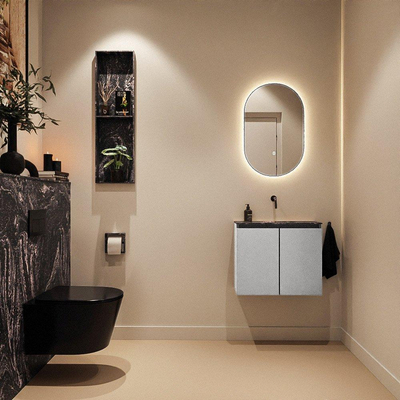 MONDIAZ TURE-DLUX 60cm toiletmeubel Plata. EDEN wastafel Lava positie midden. Zonder kraangat.