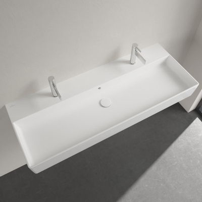 Villeroy & Boch Memento 2.0 wastafel onderzijde geslepen 120x47cm met overloop 2 kraangaten wit 4A22CK01