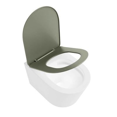 MONDIAZ LAVIE wandclosetpack - 36x53cm - diepspoel - rimless - Talc (offwhite) - softclose - quick-release - toiletzitting - Army (groen)
