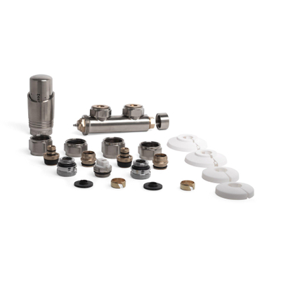 Riko set thermostatisch onderblok haaks-links geborsteld staal