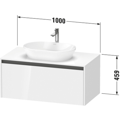 Duravit Ketho 2 wastafelonderbouwkast incl. consoleplaat met 1 lade 100x55x45.9cm met handgreep antraciet hoogglans wit