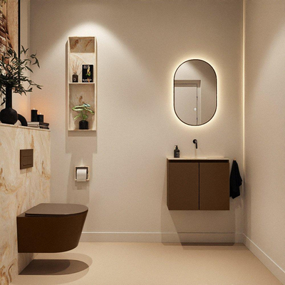 MONDIAZ TURE-DLUX 60cm toiletmeubel Rust. EDEN wastafel Frappe positie midden. Zonder kraangat.