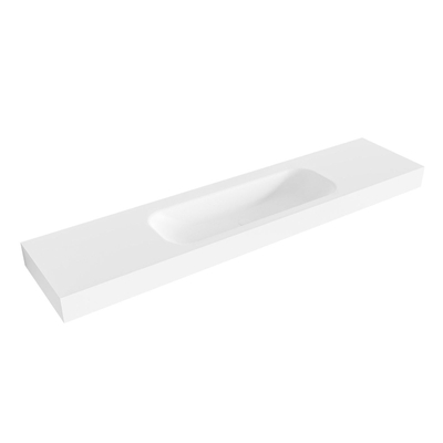 Mondiaz BIG MEDIUM Vrijhangende wastafel - 200cm - wasbak midden - rand 12cm - Solid surface Talc