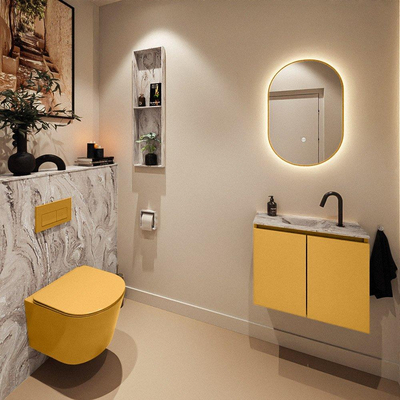 MONDIAZ TURE-DLUX 60cm toiletmeubel Ocher. EDEN wastafel Glace positie midden. Met 1 kraangat.