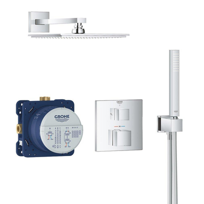 GROHE Grohtherm Cube Regendoucheset inbouw - hoofddouche vierkant 23cm - wandarm - chroom OUTLETSTORE