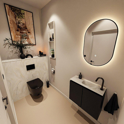 MONDIAZ TURE-DLUX 60cm toiletmeubel Urban. EDEN wastafel Ostra positie rechts. Met 1 kraangat.