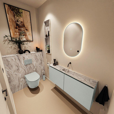 MONDIAZ TURE-DLUX 120cm toiletmeubel Greey. EDEN wastafel Glace positie midden. Zonder kraangat.