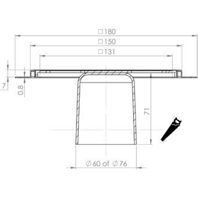 Aquaberg RVS renovatieput met RVS rooster incl. twee reukafsluiters 150x150mm inbouwhoogte 7mm