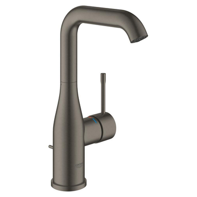 GROHE Essence New Wastafelkraan Opbouw - uitloop 12.7cm - L-size - hoge draaibare uitloop - waste - EcoJoy - brushed hard graphite