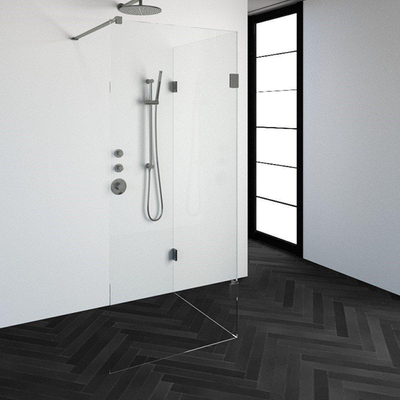 BRAUER Create Inloopdouche - reversed - 90x90cm - profielloos - antikalk - 8mm veiligheidsglas - geborsteld RVS