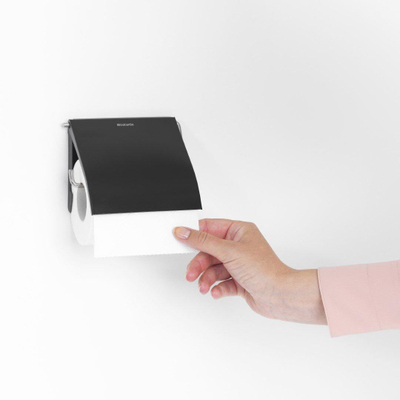 Brabantia ReNew Toiletrolhouder- met klep - matt black