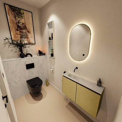 MONDIAZ TURE-DLUX 80cm toiletmeubel Oro. EDEN wastafel Opalo positie links. Zonder kraangat.