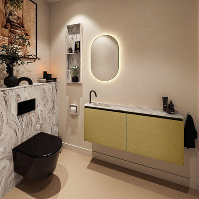 MONDIAZ TURE-DLUX 120cm toiletmeubel Oro. EDEN wastafel Glace positie links. Met 1 kraangat.