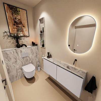 MONDIAZ TURE-DLUX 120cm toiletmeubel Cale. EDEN wastafel Glace positie rechts. Zonder kraangat.