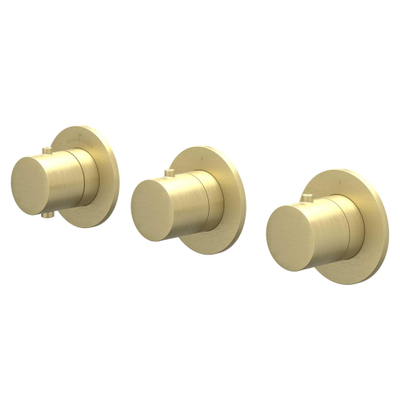 IVY Bond Regendoucheset - inbouw - symmetry - 2 stopkranen - 40cm wandarm - 30cm slim hoofddouche - glijstang met uitlaat - 150cm doucheslang - staafmodel handdouche - Geborsteld mat goud PVD