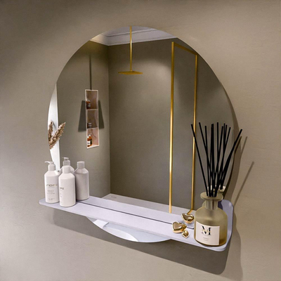 Mondiaz SPOT Badkamerspiegel - rond 80cm - spiegelplanchet - kleur Cale