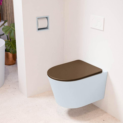 MONDIAZ LAVIE wandclosetpack - 36x53cm - diepspoel - rimless - clay (blauw) - softclose - quick-release - toiletzitting - Rust (rood)