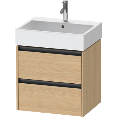 Duravit Ketho 2 wastafelonderbouwkast - 2 laden - 58.4x46x54.9cm - grepen antraciet - natuur eiken mat