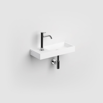 Clou Mini Wash Me fontein 45x19cm voorbewerkt kraangat links Aluite Wit mat