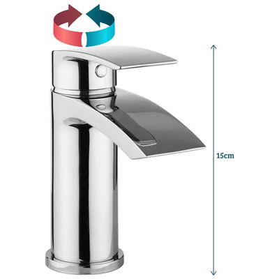 Crosswater Flow waterval wastafelkraans met klikwaste chroom