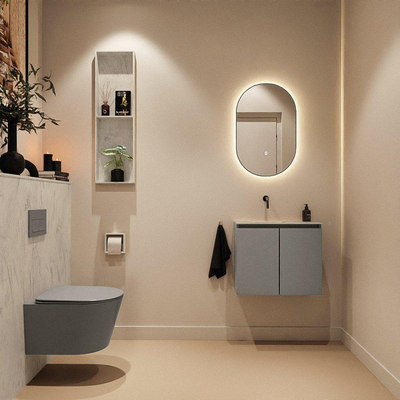 MONDIAZ TURE-DLUX 60cm toiletmeubel Smoke. EDEN wastafel Opalo positie links. Zonder kraangat.