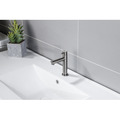 Fortifura Calvi Fonteinkraan - 15.4cm - opbouw - 1 gats - PVD geborsteld Geborsteld Gunmetal PVD