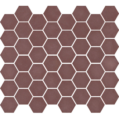 The Mosaic Factory Valencia mozaïektegel 4.3x4.9x0.5cm hexagon bordeaux mat voor wand en vloer en voor binnen en buiten vorstbestendig