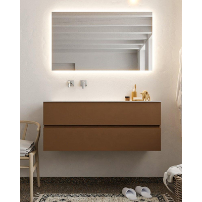 MONDIAZ VICA Badkamermeubelset - 120cm - 2 lades - wasbak Cloud links - 0 kraangaten - solid surface rust