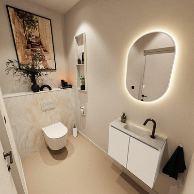 MONDIAZ TURE-DLUX 60cm toiletmeubel Talc. EDEN wastafel Ostra positie midden. Met 1 kraangat.