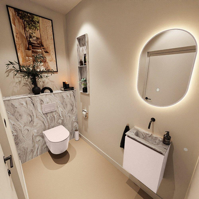 MONDIAZ TURE-DLUX 40cm toiletmeubel Rosee. EDEN wastafel Glace positie midden. Zonder kraangat.