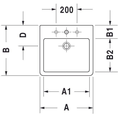 Duravit Vero opbouwwastafel 60x47cm onderzijde geslepen met geglazuurde achterkant 1 kraangat en overloop wit