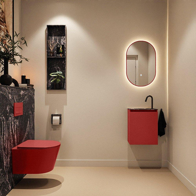 MONDIAZ TURE-DLUX 40cm toiletmeubel Fire. EDEN wastafel Lava positie links. Met 1 kraangat.